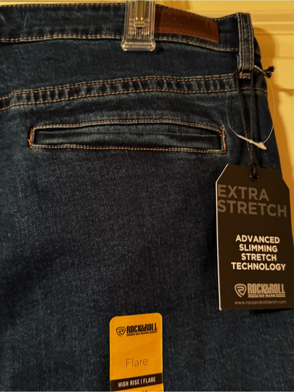 NWT Rock & Roll Denim High Rise Flare Jeans Women’s 36x32 Dark Wash western - Picture 8 of 13
